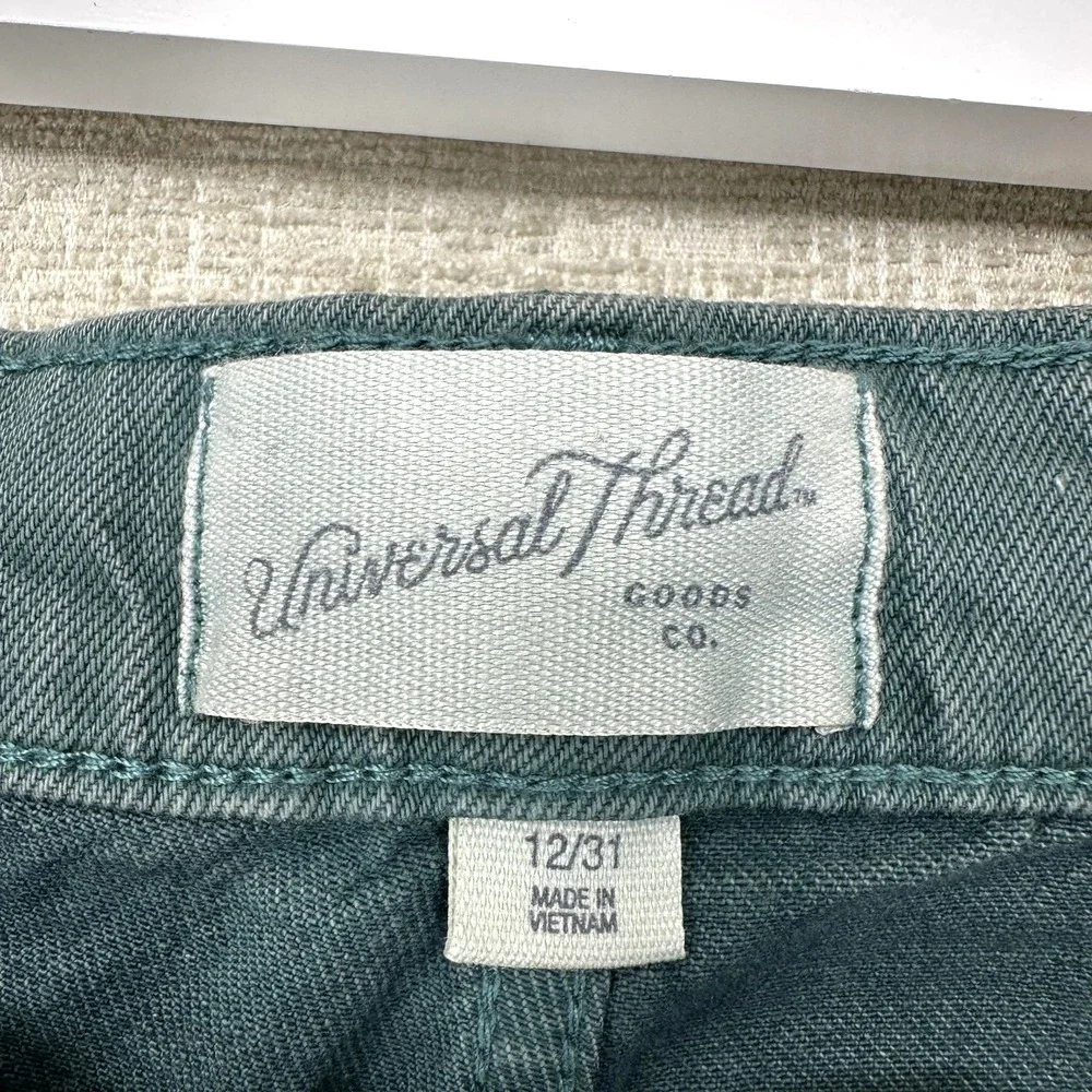 Universal Thread Shorts Womens 12 Teal Vintage Bermuda 7 Inseam‎ Raw Hem Stretch